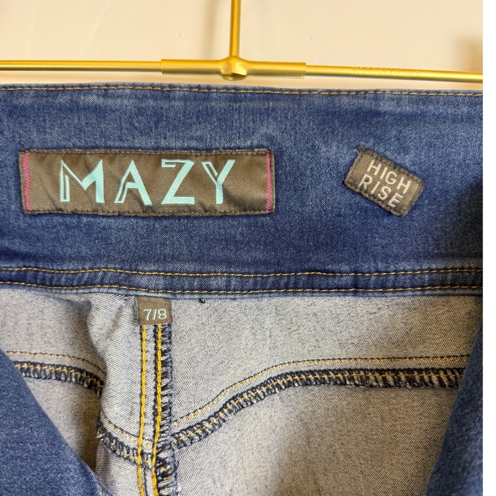 MAZY High Rise Button Fly Skinny Jeans Dark Wash Women's Size 7/8 - Picture 6 of 10